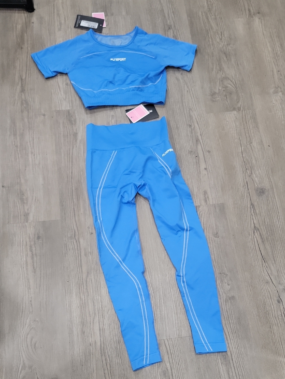 Fliteport Blue Active Crop Top & Leggings Set